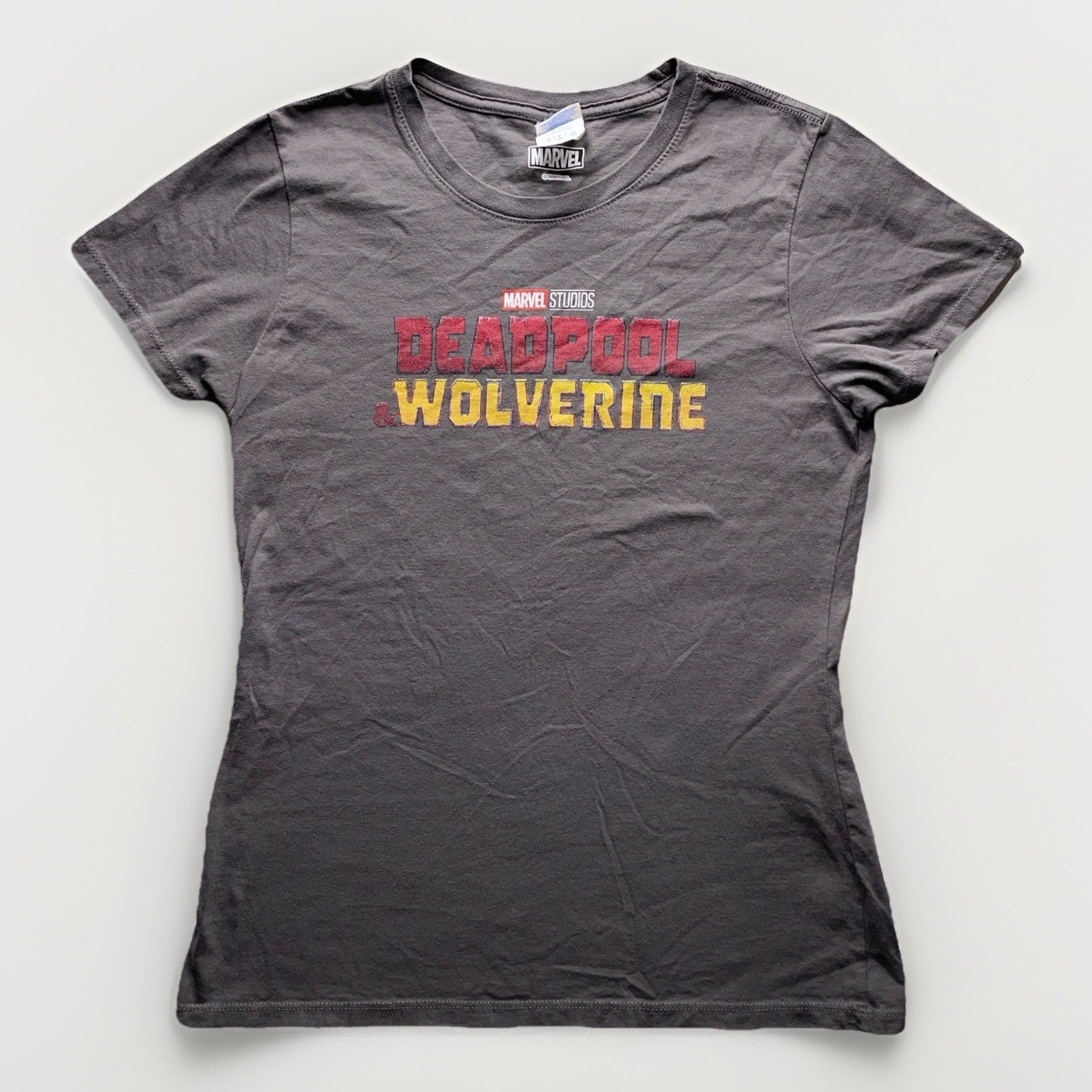 Marvel Deadpool Wolverine Women's S Gray Graphic T-Shirt Movie Superhero Tee